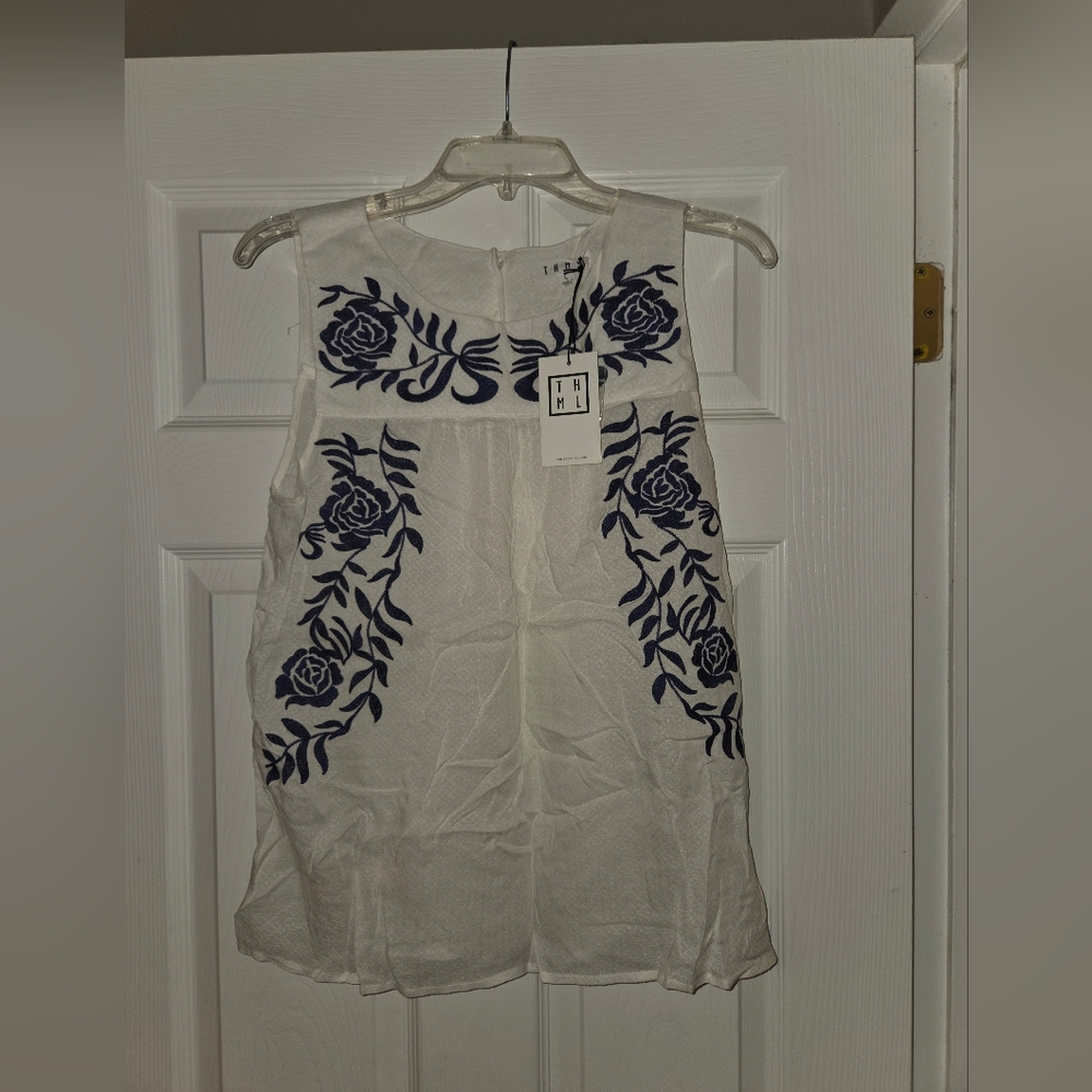 NWT THML White Embroidered Tank